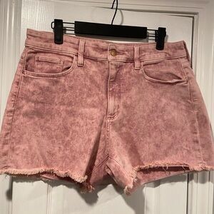 NWOT Universal Thread Size 12 Pink Tie Dye Acid Wash Stretch Cut Off Jean Shorts